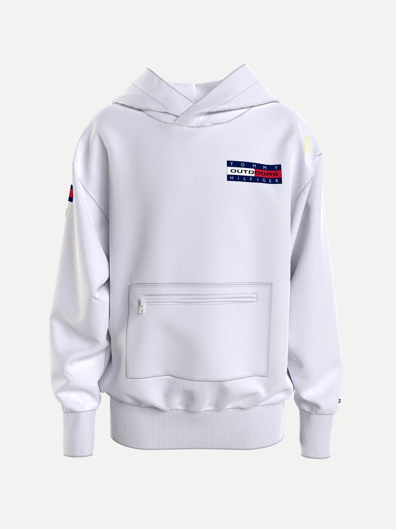 Fiú Tommy Hilfiger Organic Pamut Expedition Hoodies Fehér | HU 2116UZG